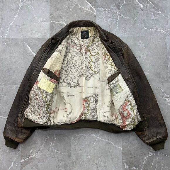 Vintage Avirex Jacket Mens Small Leather Bomber Coat Glenn Miller AAF Band USO - Picture 2 of 16